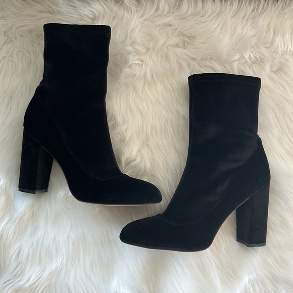 Sam Edelman Black Velvet Calexa Sock Boots Size 7.5 - Picture 3 of 11